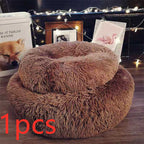Small dog bed round plush pet nest