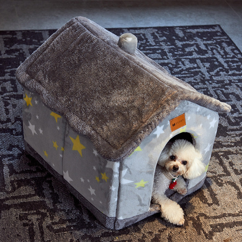 Enclosed dog bed for dogs and cats