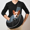 Pet Carrier Bag for Dogs & Cats worn across the body with a dog inside, showcasing portability and comfort.