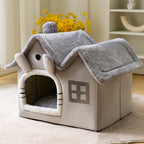 Enclosed dog bed foldable winter house