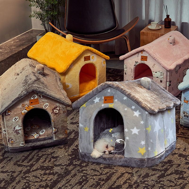 Enclosed dog bed for dogs and cats