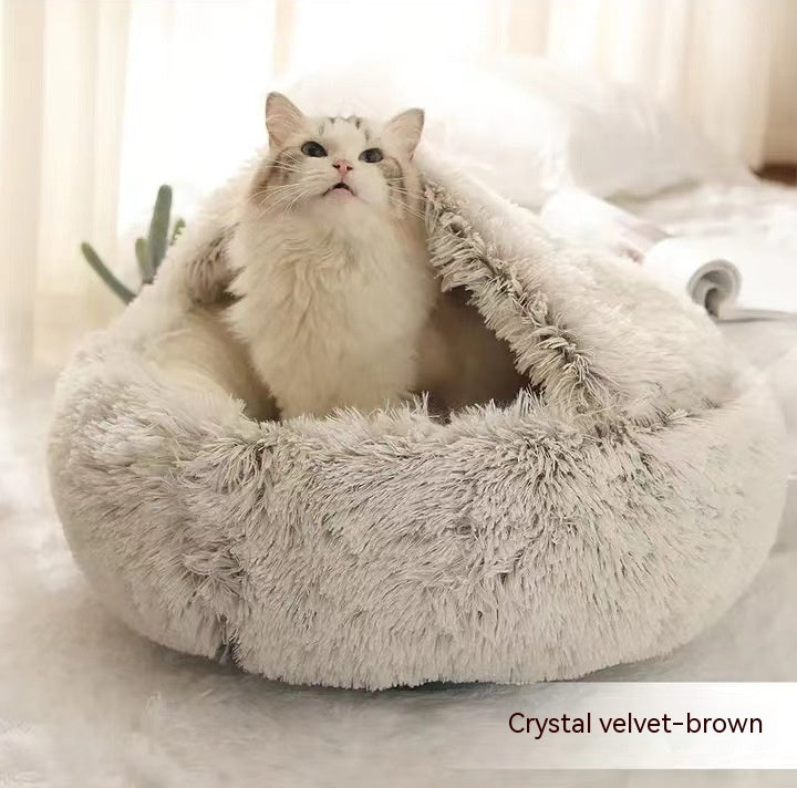 Plush dog bed round warm design