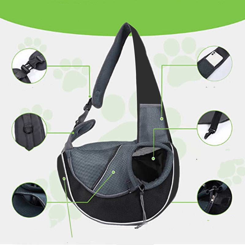 Pet Carrier Bag for Dogs & Cats - Portable crossbody design with adjustable strap and breathable material.