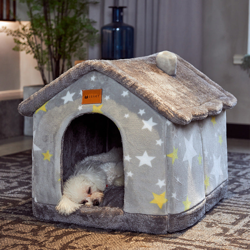 Enclosed dog bed for dogs and cats