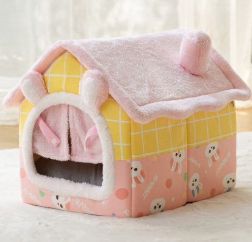 Enclosed dog bed warm pet sleeping space