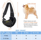 Pet Carrier Bag size chart with measurements and a small dog illustration.
